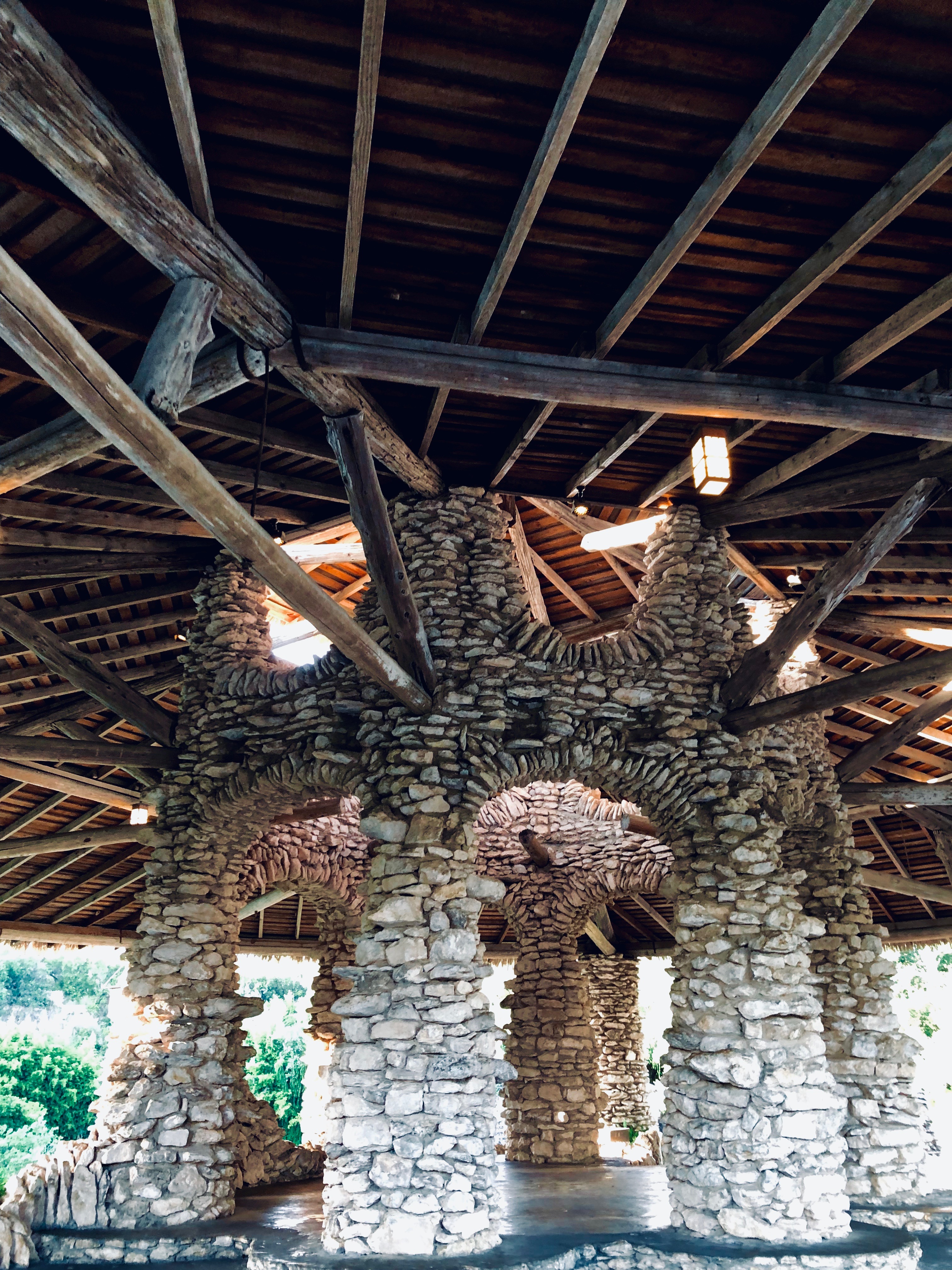 A large pavilion made of limestone is complex and intricate.